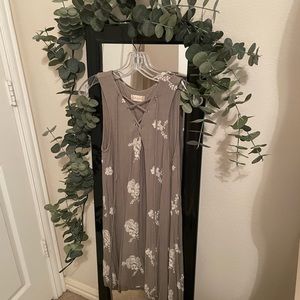 Altar’d State Green Flowery Dress with Front Tie Up